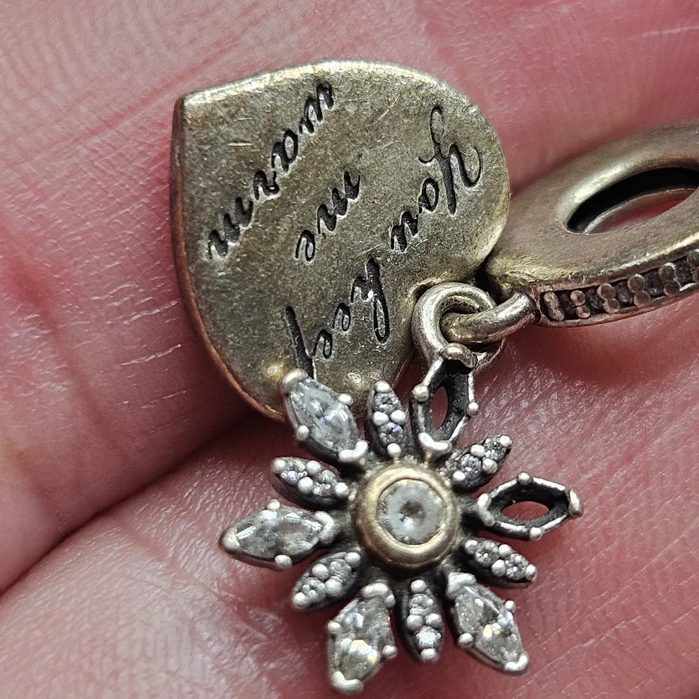Pandora Charm You Keep Me Warm Snowflake Heart Dangles Silve4 925 ALE